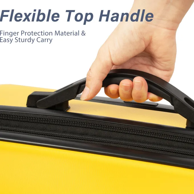 Silk & Salt 3 Piece LuggaTravel Set 20 24 28 Carry on Luggawith Spinner Wheels Lightweight Hard Case LuggaTravel Suitcase Christmas Gifts for Business Trip Holiday Travel Cruise Black^ Hard Side Luggage