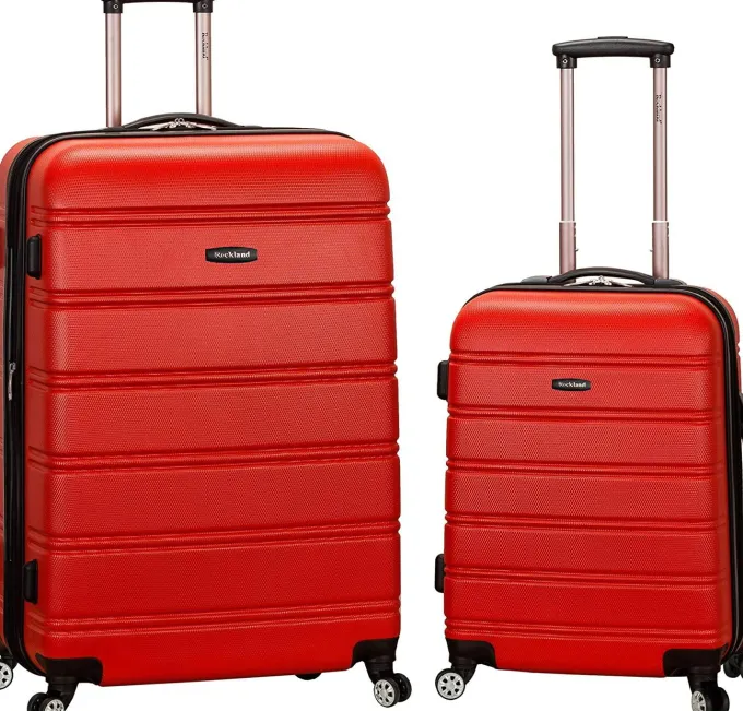 Silk & Salt Rockland Melbourne Hardside Expandable Spinner Wheel Luggage Red 2-Piece Set (20/28)^ Checked Luggage