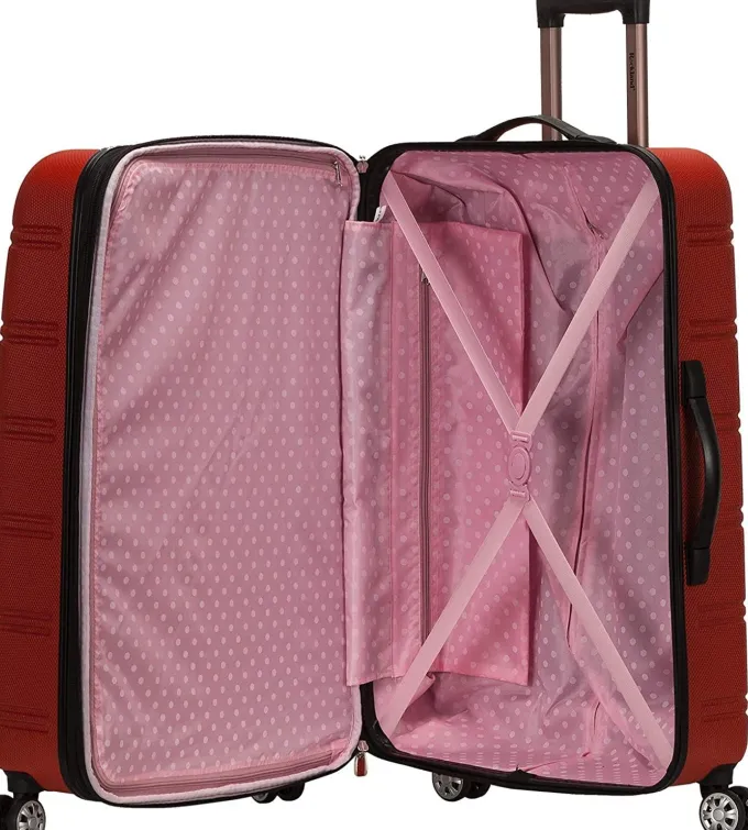Silk & Salt Rockland Melbourne Hardside Expandable Spinner Wheel Luggage Red 2-Piece Set (20/28)^ Checked Luggage