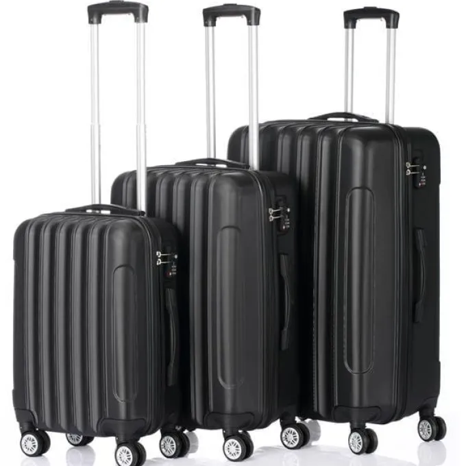 Silk & Salt 3-in-1 Multifunctional LarCapacity Traveling StoraSuitcase LuggaSet(Black)^ Checked Luggage