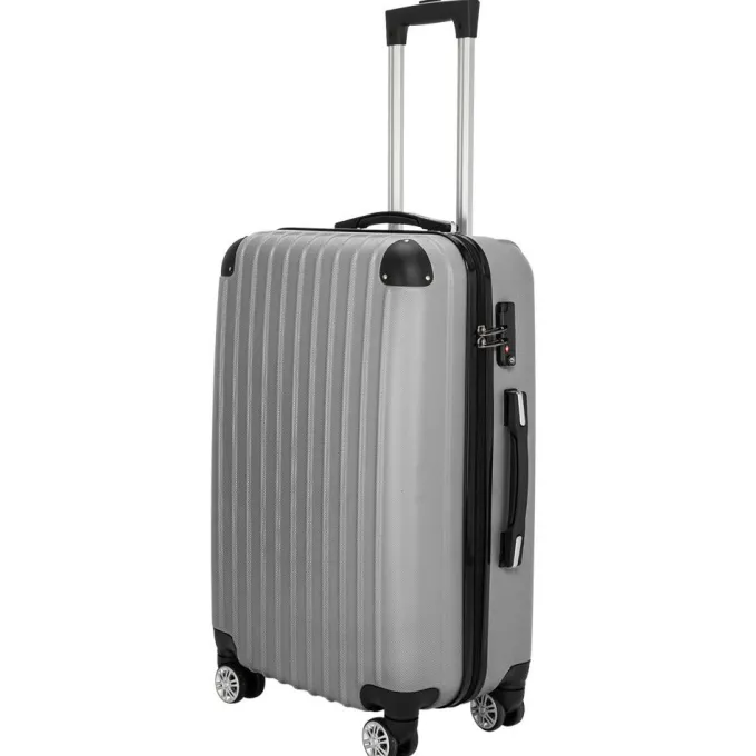 Silk & Salt OTVIAP Lugga3 Piece Set Suitcase Spinner Hardshell Lightweight TSA Lock Gray^ Luggage Sets