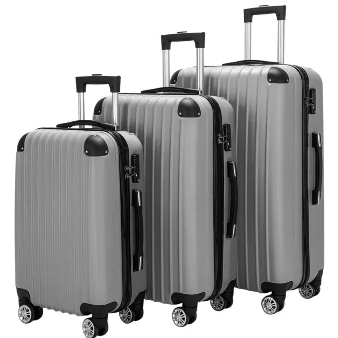 Silk & Salt OTVIAP Lugga3 Piece Set Suitcase Spinner Hardshell Lightweight TSA Lock Gray^ Luggage Sets