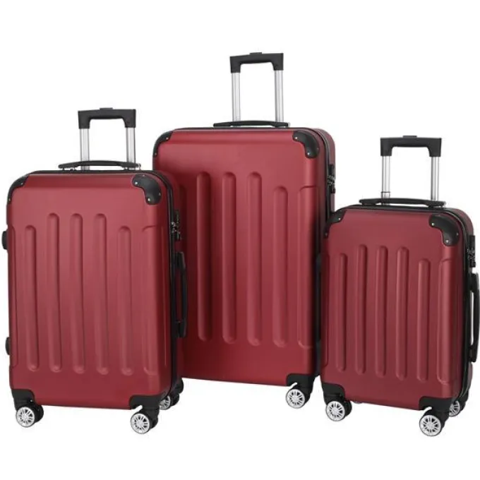 Silk & Salt 3-in-1 Trolley Case Portable ABS Trunk 20 / 24 / 28 Wine Red for Travel Office Home^ Carry On Luggage
