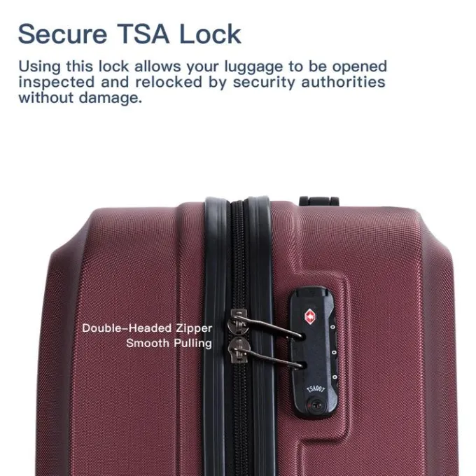 Silk & Salt uhomepro Lightweight Spinner 3 Piece LuggaSet with TSA Lock ABS Trolley Carry On Suitcase Bag 20 24 28 with Spinner Wheels Red^ Carry On Luggage