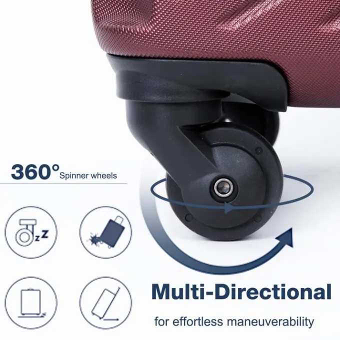 Silk & Salt uhomepro Lightweight Spinner 3 Piece LuggaSet with TSA Lock ABS Trolley Carry On Suitcase Bag 20 24 28 with Spinner Wheels Red^ Carry On Luggage