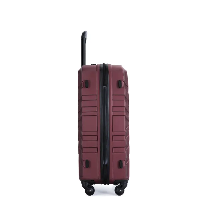 Silk & Salt uhomepro Lightweight Spinner 3 Piece LuggaSet with TSA Lock ABS Trolley Carry On Suitcase Bag 20 24 28 with Spinner Wheels Red^ Carry On Luggage