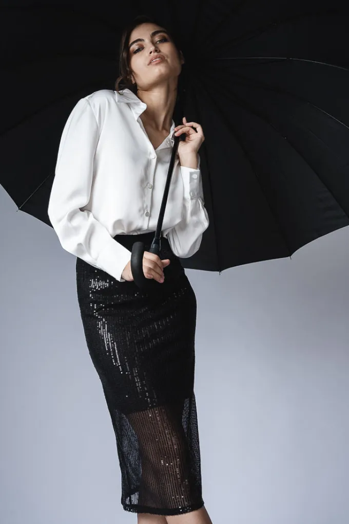 Silk & Salt crystal sequins skirt - black^ Skirts