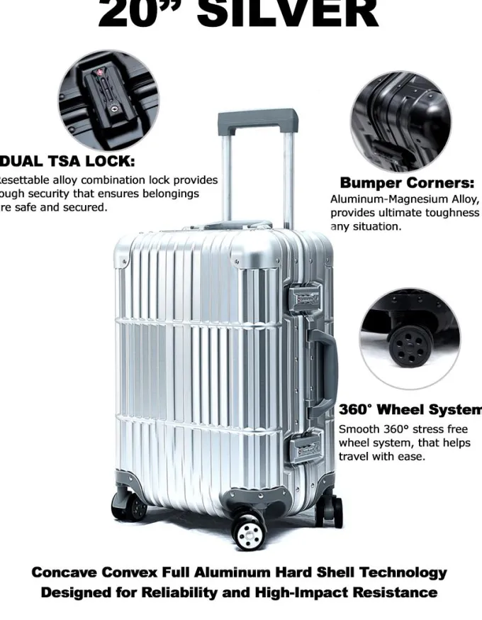 Silk & Salt Cloud 9 Fashion All Aluminum Luggage^ Carry On Luggage
