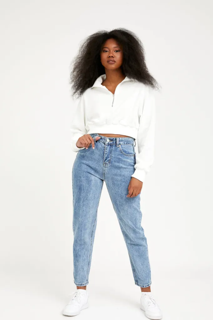 Silk & Salt zip high neck sweatshirt - white^ Hoodies & Sweatshirts