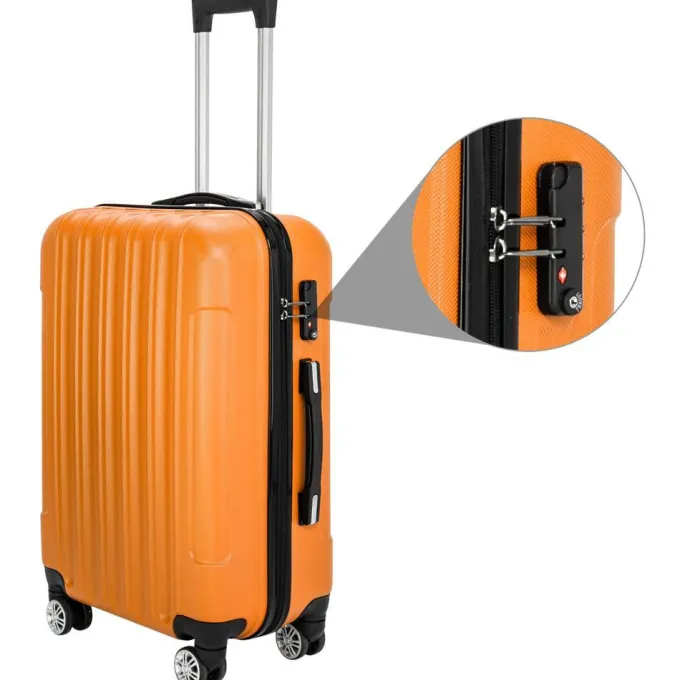 Silk & Salt UBesGoo LuggaSets PC+ABS Durable Suitcase on Wheels TSA Lock Orange^ Checked Luggage