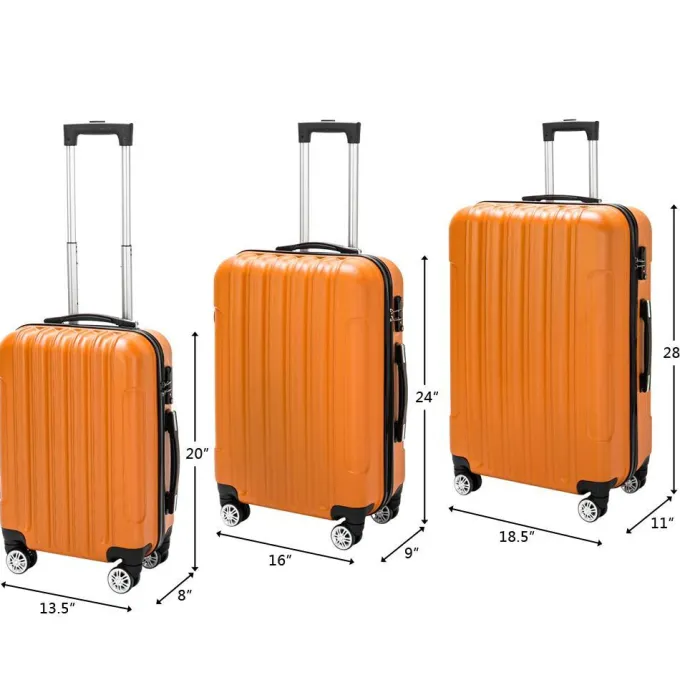 Silk & Salt UBesGoo LuggaSets PC+ABS Durable Suitcase on Wheels TSA Lock Orange^ Checked Luggage
