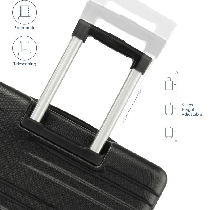 Silk & Salt 3 Piece LuggaSet Expandable ABS Hardside Hardside Lightweight Durable Spinner Wheels Suitcase with TSA Lock (Black)^ Luggage Sets