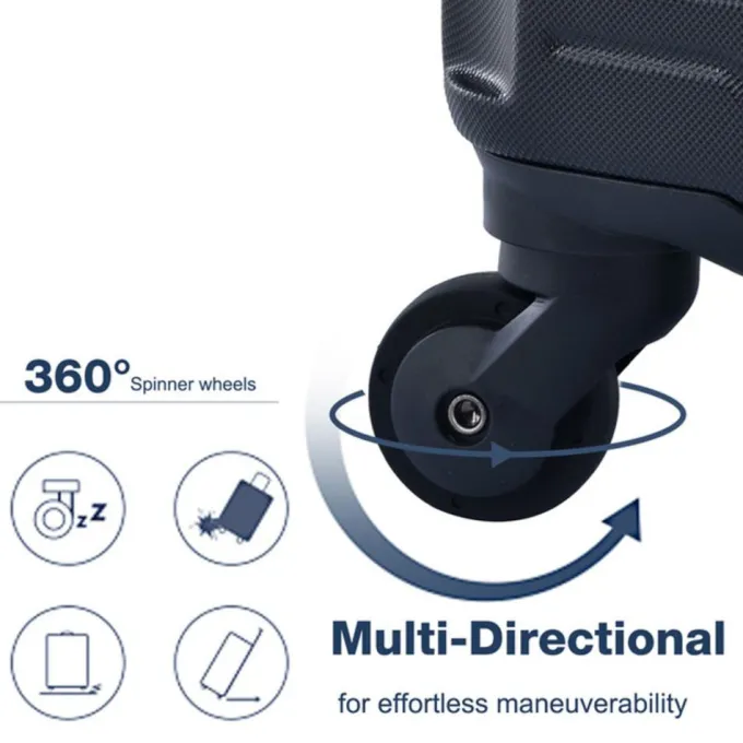 Silk & Salt Voshy 3 Piece LuggaSets Hardside Carry-on LuggaSuitcase with Spinner Wheels and TSA Lock for Travel Business Trip Back to School 20 24 28 Black^ Luggage Sets