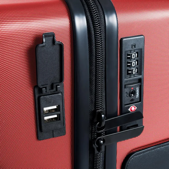 Silk & Salt TACH V3 Connectable Hardside Spinner Suitcase LuggaBags 3 Piece Set Red^ Checked Luggage
