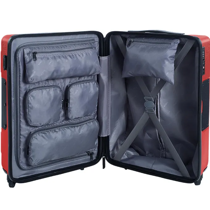 Silk & Salt TACH V3 Connectable Hardside Spinner Suitcase LuggaBags 3 Piece Set Red^ Checked Luggage