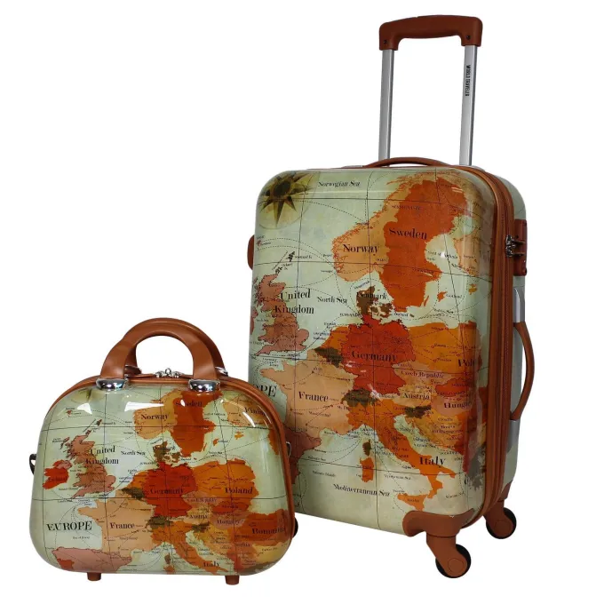 Silk & Salt World Traveler Europe Hardside 2-Piece Carry-On Spinner LuggaSet with TSA Lock^ Hard Side Luggage