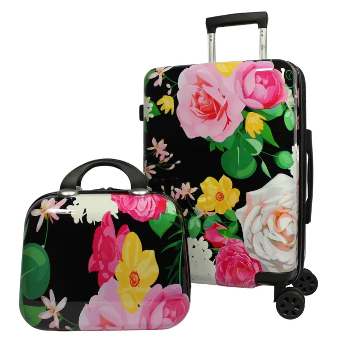Silk & Salt World Traveler Seasons 2-Piece Hardside Carry-On Spinner LuggaSet u2013 Peonies^ Hard Side Luggage