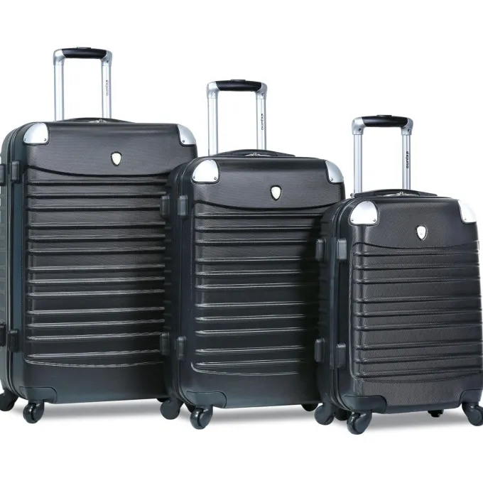 Silk & Salt Dejuno Impact Hardside 3-Piece Spinner LuggaSet - Black (20 24 and 28)^ Carry On Luggage