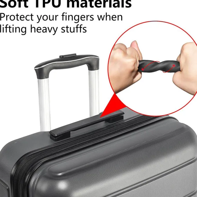 Silk & Salt 3-Piece LuggaSet for Back to School 20in 24in 28in 3-in-1 Lightweight Trolley Case Set with Spinner Wheels and Telescoping Handle Outdoor PC+ABS Hardside Carry on LuggaSet S9356^ Hard Side Luggage