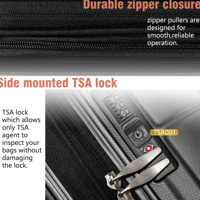 Silk & Salt 3-Piece LuggaSet for Back to School 20in 24in 28in 3-in-1 Lightweight Trolley Case Set with Spinner Wheels and Telescoping Handle Outdoor PC+ABS Hardside Carry on LuggaSet S9356^ Hard Side Luggage