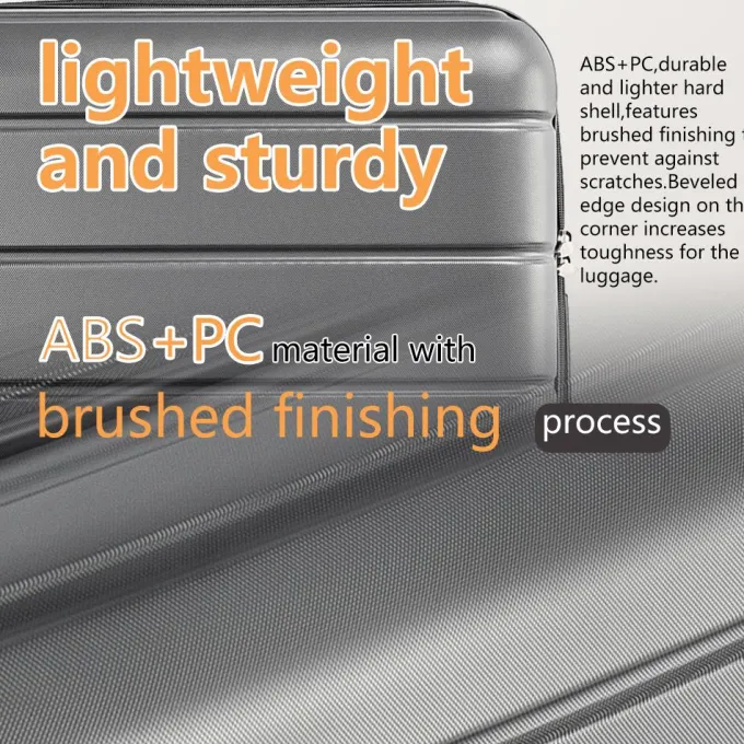 Silk & Salt 3-Piece LuggaSet for Back to School 20in 24in 28in 3-in-1 Lightweight Trolley Case Set with Spinner Wheels and Telescoping Handle Outdoor PC+ABS Hardside Carry on LuggaSet S9356^ Hard Side Luggage