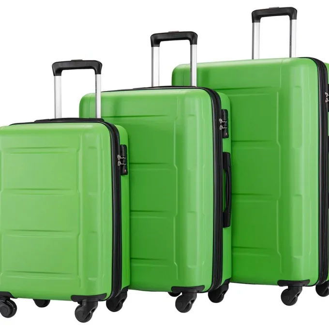 Silk & Salt Irene Inevent 3pcs LuggaSet ABS Suitcases Waterproof Trolley Cases with Lock ampSpinner Wheels Expandable Baggage Green^ Hard Side Luggage