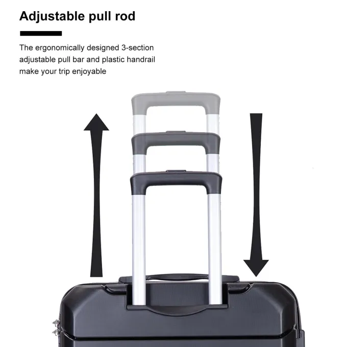 Silk & Salt AUKFA 3 Piece LuggaSet with Hardside Expandable Spinner Wheel (20/24/28) - Black^ Hard Side Luggage