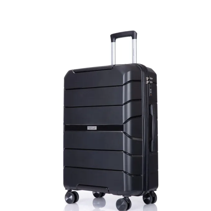 Silk & Salt AUKFA 3 Piece LuggaSet with Hardside Expandable Spinner Wheel (20/24/28) - Black^ Hard Side Luggage