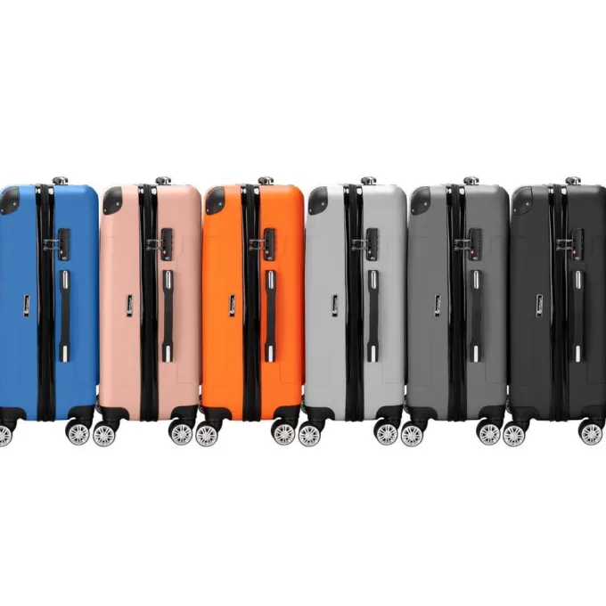 Silk & Salt Zimtown 3 Pcs LuggaTravel Set Bag ABS Trolley Suitcase Rose Gold/Dark Blue/Orange/Black/Gray/Drak Gray^ Hard Side Luggage
