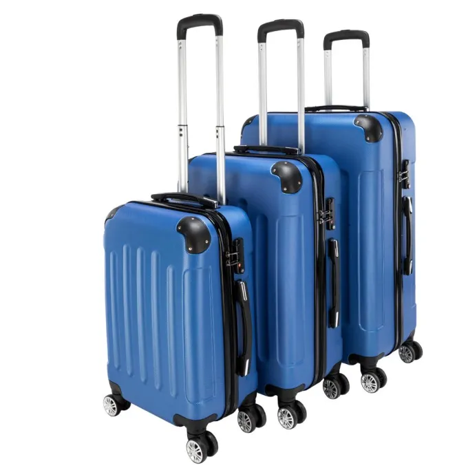 Silk & Salt Traveling LuggaClearance! Dark Blue 3-in-1 Portable ABS Trolley Case 20 / 24 / 28 PKWQ894BU-1^ Hard Side Luggage