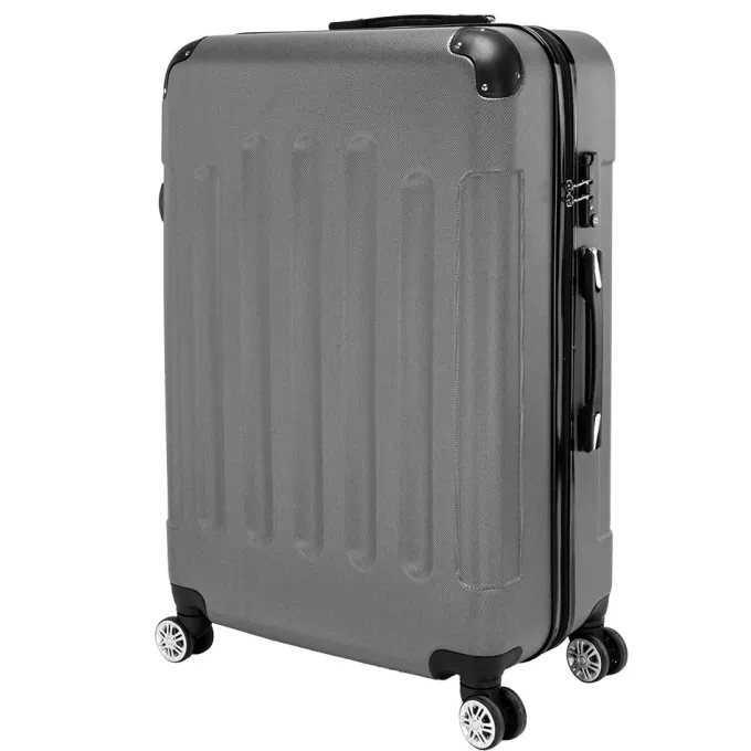 Silk & Salt Veryke 3 Piece 4-Wheel LuggaValue Set Hardside Carry On Suitcase(20/24/28) Dark Gray^ Hard Side Luggage