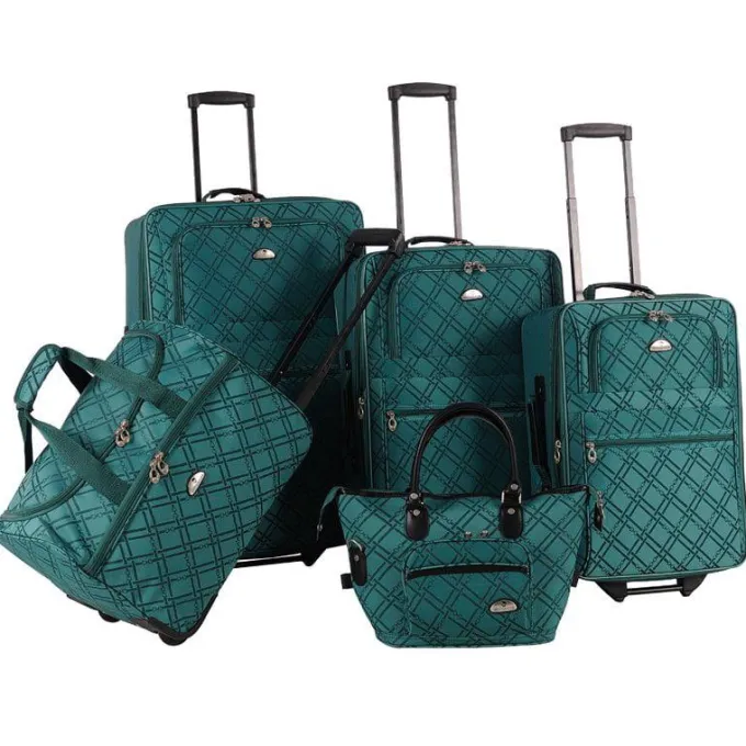 Silk & Salt Pemberly Buckles 5-Piece LuggaSet (Green)^ Luggage Sets