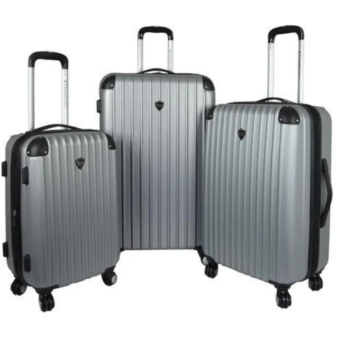 Silk & Salt Travelers Club HS-66903-001 Chicago 3 Piece Hardside ABS Expandable Spinner LuggaSetampBlack^ Luggage Sets