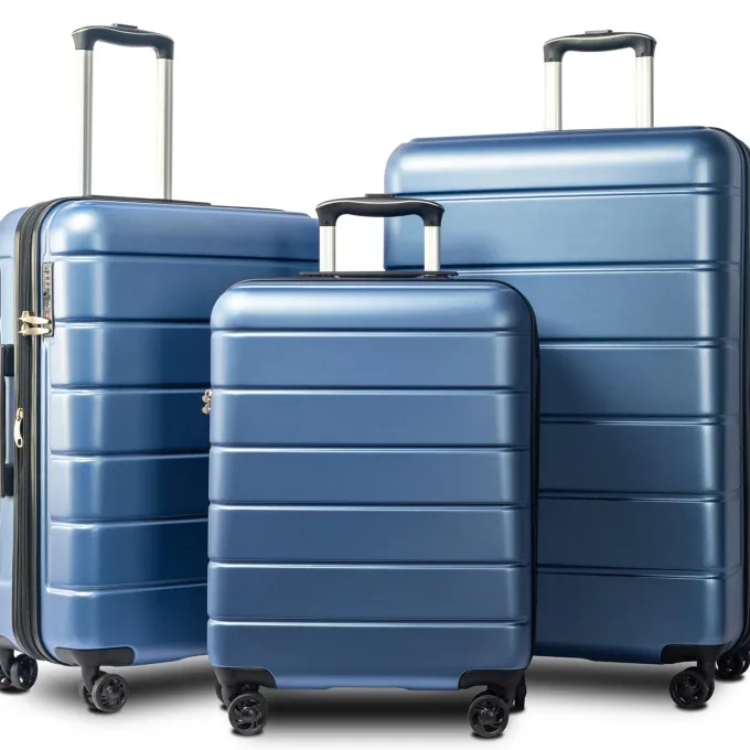 Silk & Salt 20 24 28 Carry on Luggawith Spinner Wheels 360 Degree Rotation Upgrade Rolling Suitcase TSA Lock Suitcase Set Christmas Gifts for Business Trip Holiday Travel Cruise Blue^ Luggage Sets