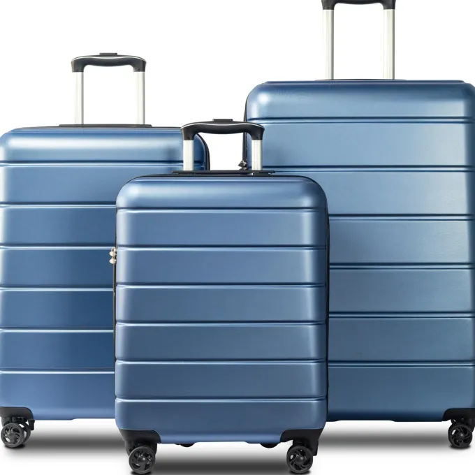 Silk & Salt 20 24 28 Carry on Luggawith Spinner Wheels 360 Degree Rotation Upgrade Rolling Suitcase TSA Lock Suitcase Set Christmas Gifts for Business Trip Holiday Travel Cruise Blue^ Luggage Sets