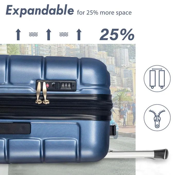 Silk & Salt 20 24 28 Carry on Luggawith Spinner Wheels 360 Degree Rotation Upgrade Rolling Suitcase TSA Lock Suitcase Set Christmas Gifts for Business Trip Holiday Travel Cruise Blue^ Luggage Sets