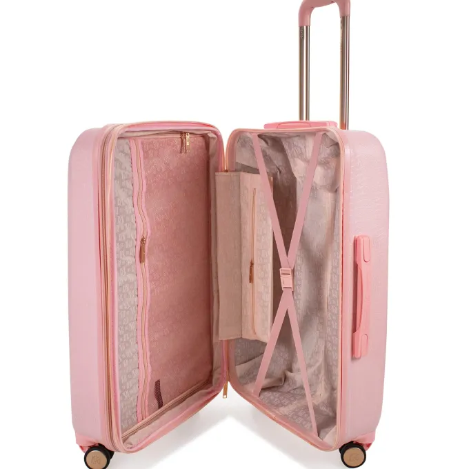 Silk & Salt BADGLEY MISCHKA Snakeskin 3 Piece Expandable LuggaSet (Pink)^ Hard Side Luggage