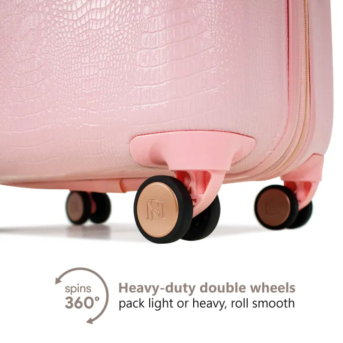 Silk & Salt BADGLEY MISCHKA Snakeskin 3 Piece Expandable LuggaSet (Pink)^ Hard Side Luggage