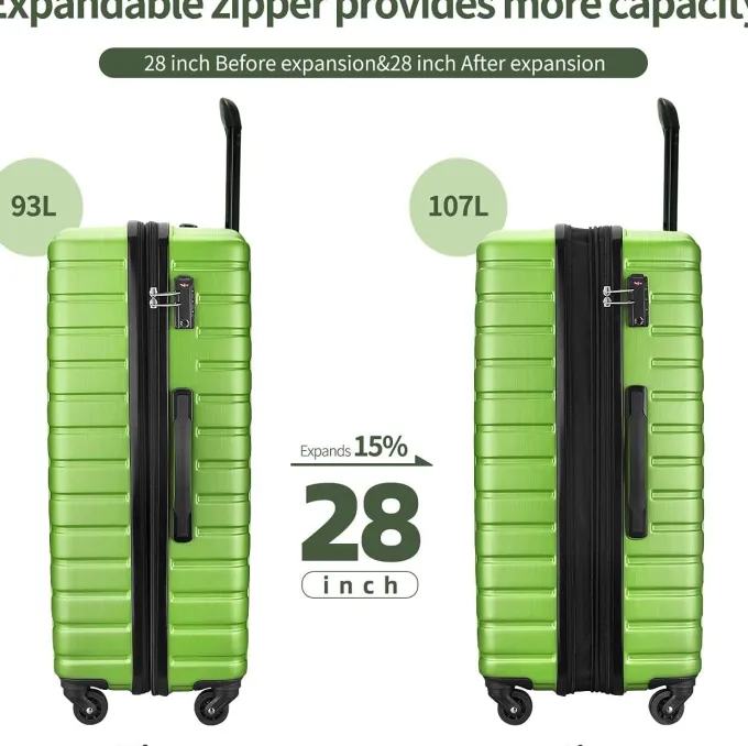 Silk & Salt SHOWKOO Hardside LuggaSets Expandable Suitcase Set 3 Piece LuggaSet^ Checked Luggage