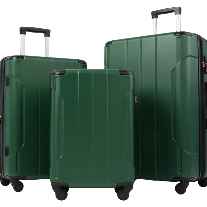 Silk & Salt Hardshell LuggaSpinner Suitcase with TSA Lock 20''24''28'' 3 Pcs Sets^ Checked Luggage