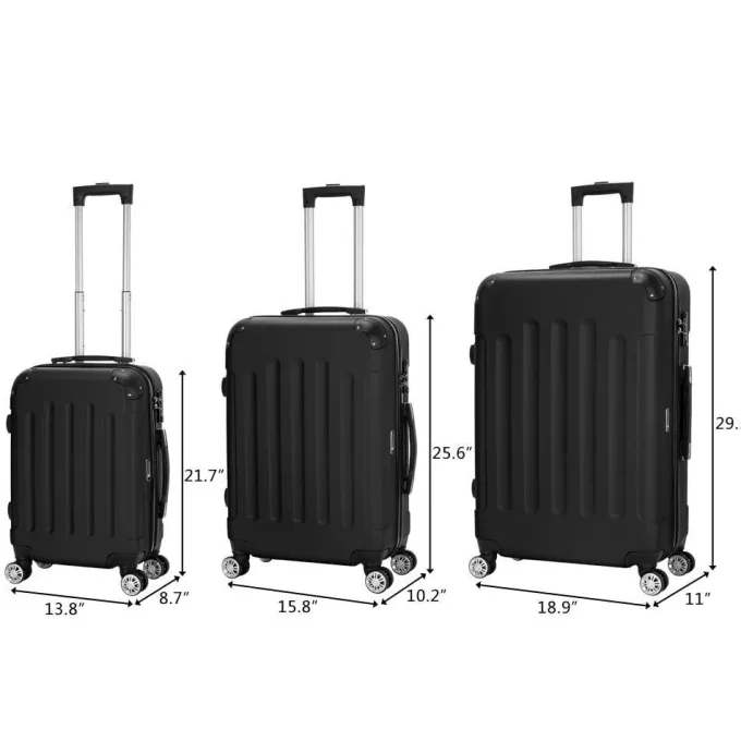 Silk & Salt Zimtown Lugga3 Piece Set Suitcase ABS Trolley Spinner Hardshell Lightweight TSA Lock^ Carry On Luggage