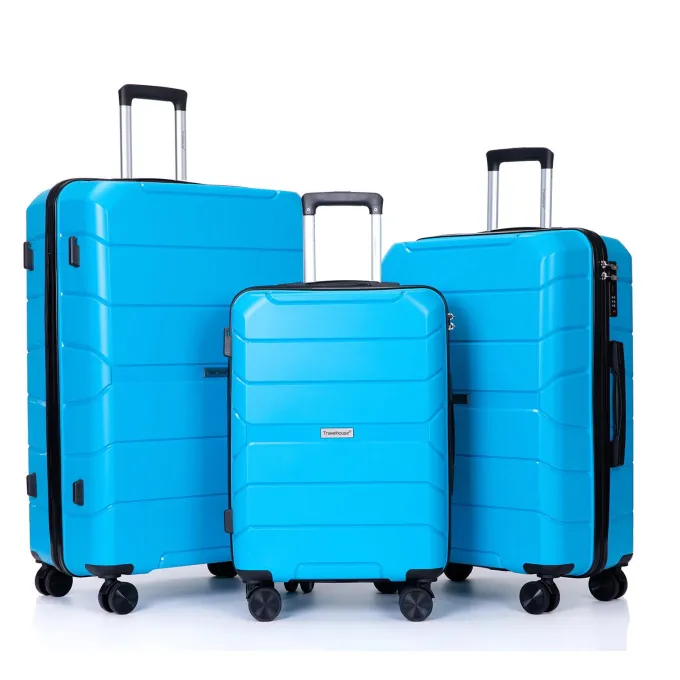 Silk & Salt Hardside Suitcase with Wheels Lightweight Away LuggaSet 3-Piece Set Light Blue^ Hard Side Luggage