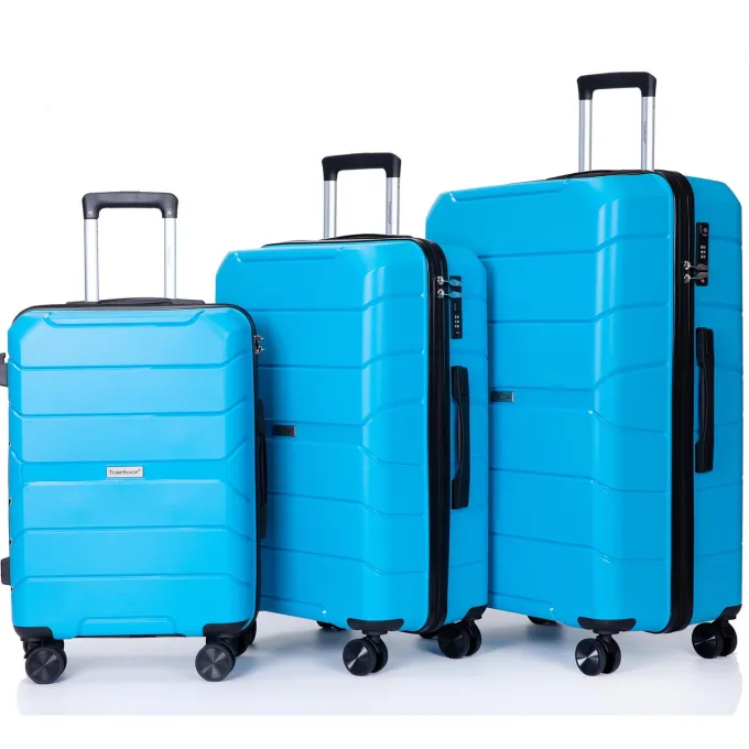 Silk & Salt Hardside Suitcase with Wheels Lightweight Away LuggaSet 3-Piece Set Light Blue^ Hard Side Luggage