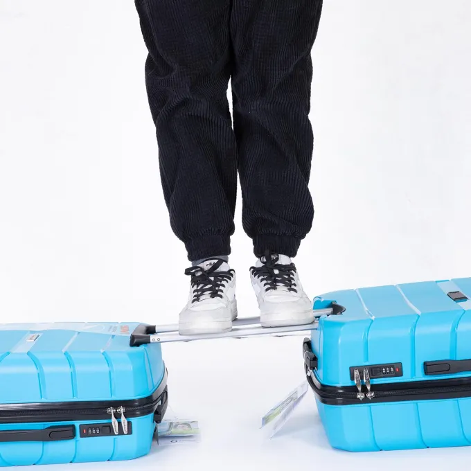 Silk & Salt Hardside Suitcase with Wheels Lightweight Away LuggaSet 3-Piece Set Light Blue^ Hard Side Luggage