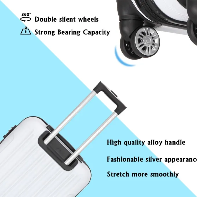 Silk & Salt Veryke 3-in-1 LuggaSet Traveling Luggage Portable LarCapacity LuggaBags for Travel Rolling StoraSuitcase with Wheels 20+24+28 White^ Hard Side Luggage|Luggage Sets