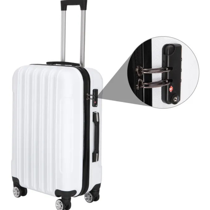 Silk & Salt Veryke 3-in-1 LuggaSet Traveling Luggage Portable LarCapacity LuggaBags for Travel Rolling StoraSuitcase with Wheels 20+24+28 White^ Hard Side Luggage|Luggage Sets