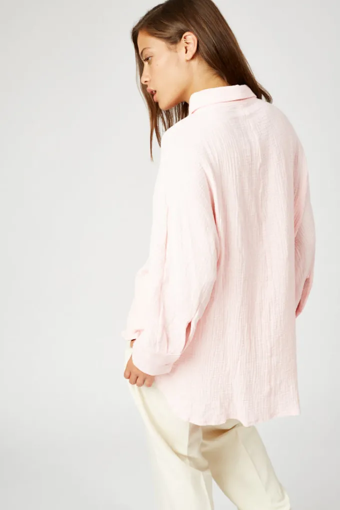 Silk & Salt button down oversized tetra shirt - powder pink^ Tops