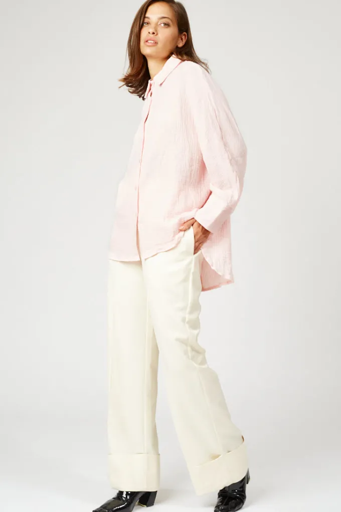 Silk & Salt button down oversized tetra shirt - powder pink^ Tops