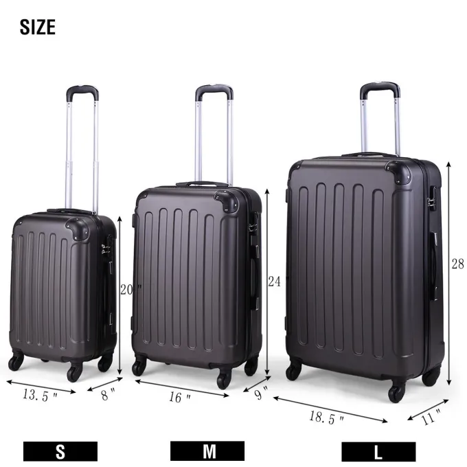 Silk & Salt Hommoo Expandable Hardside Luggawith TSA Lock 3-Piece Set (20 /24 /28) Gray^ Checked Luggage