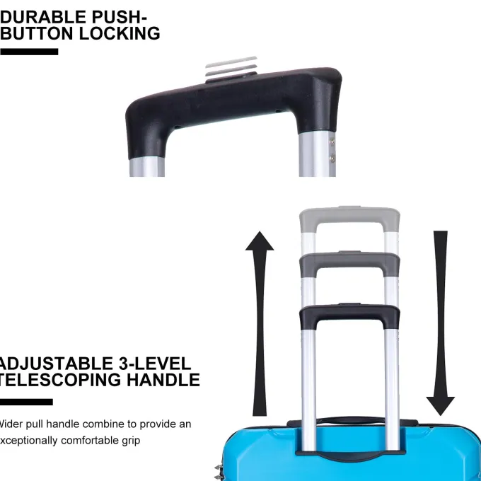 Silk & Salt Travelhouse Lugga3 Piece Set Suitcase Durable Spinner Wheels Hardshell Lightweight TSA Lock. (Sky Blue)^ Checked Luggage